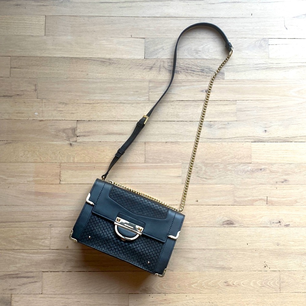 Italian Leather Cromia Crossbody Handbag with Gold Chain Strap